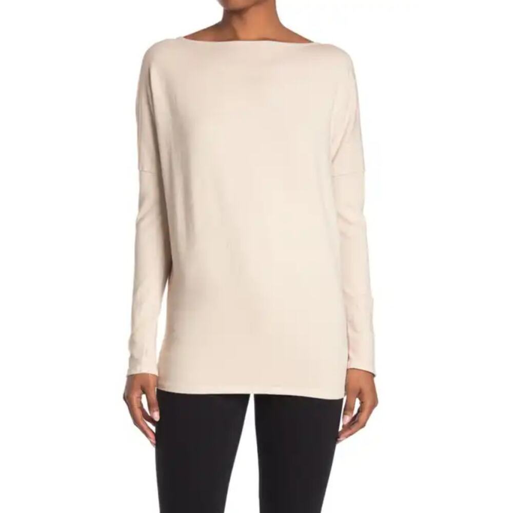 NEW GO COUTURE Beige Boat Neck Dolman Sleeve Pullover Sweater Size S